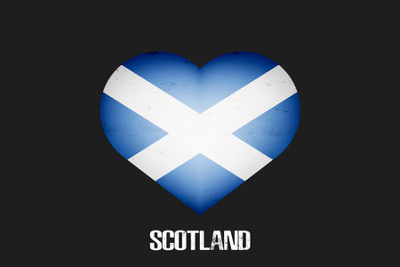 Heart with Scottish national flag colors. Flag of Scotland in the form of a heart made on an isolated background. Vector illustrationのイラスト素材