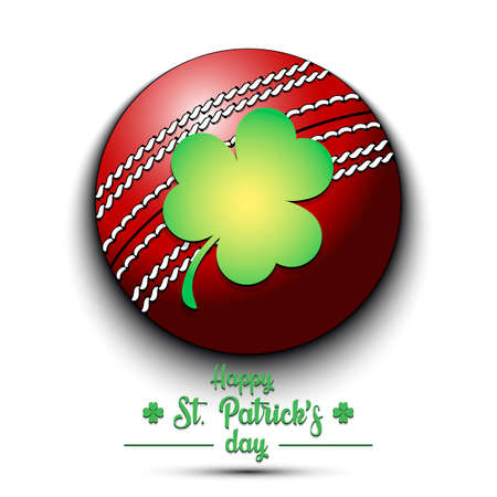 Happy St. Patricks day. Cricket ball and clover on an isolated background.のイラスト素材