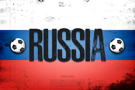National flag of Russia. Vintage background. Grunge texture. Banner design pattern. Vector illustrationのイラスト素材