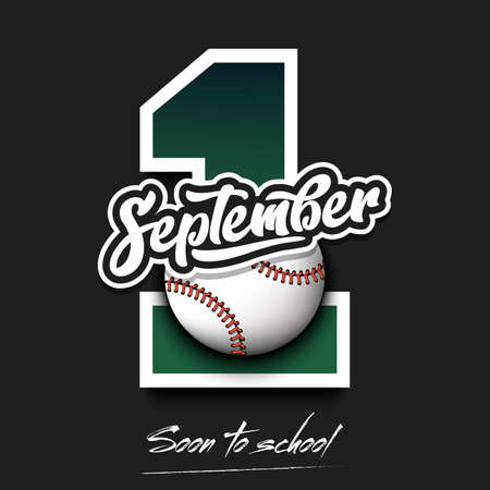 September 1 and baseball ball. Soon to school.のイラスト素材