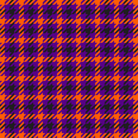 Goose foot. Halloween Pattern of crow's feet in orange, black and violet cage. Glen plaid....