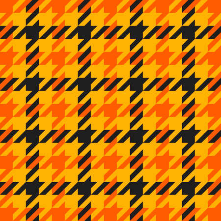 Goose foot. Halloween Pattern of crow's feet in orange, black and yellow cage. Glen plaid....