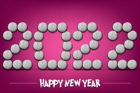 Happy New Year. 2022 numbers made from golf balls. Design pattern for greeting card, banner, poster,...