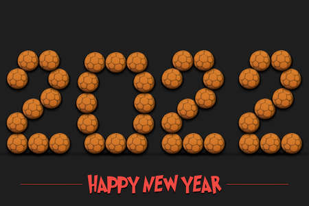 Happy New Year. 2022 numbers made from handball balls. Design pattern for greeting card, banner, poster, flyer, party invitation, calendar. Vector illustrationのイラスト素材