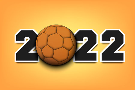 New Year numbers 2022 and handball ball on an isolated background. Design pattern for greeting card, banner, poster. Vector illustrationのイラスト素材