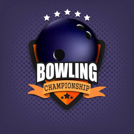 Bowling logo template design. Bowling logo. vintage style. Vector illustration on isolated backgroundのイラスト素材