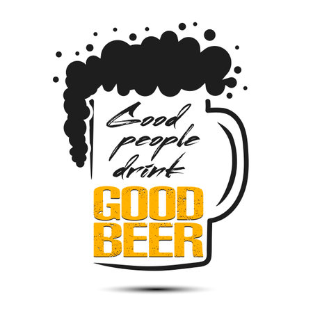 Anytime is a beer time. beer logo. Pattern for design emblem, icon, label, banner. Print on t-shirt graphics. Vector illustration on isolated backgroundのイラスト素材