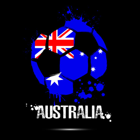 Abstract soccer ball with Australia national flag colors. Flag of Australia in the form of a soccer ball made on an isolated background. football championship banner. vector illustrationのイラスト素材