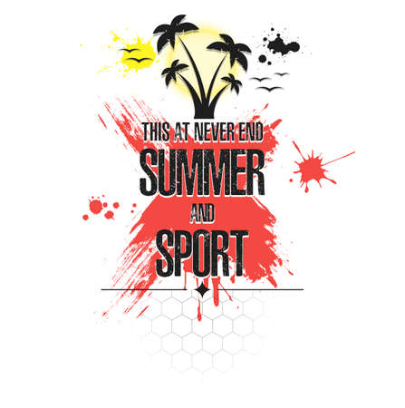 summer logo. Summer and sport. Pattern for design poster, logo, emblem, banner. Template on isolated background. vector illustrationのイラスト素材
