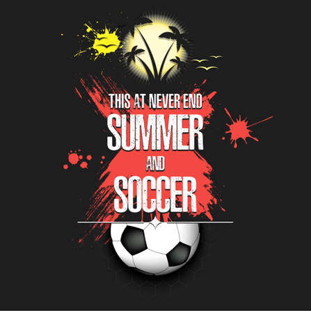 summer logo. Summer and soccer. Pattern for design poster, logo, emblem, banner. Template on isolated background. vector illustrationのイラスト素材