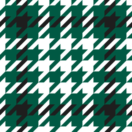 goosefoot. Pattern of crow is feet in black, green, white cage. Glenplaid. Houndstooth tartan tweed....