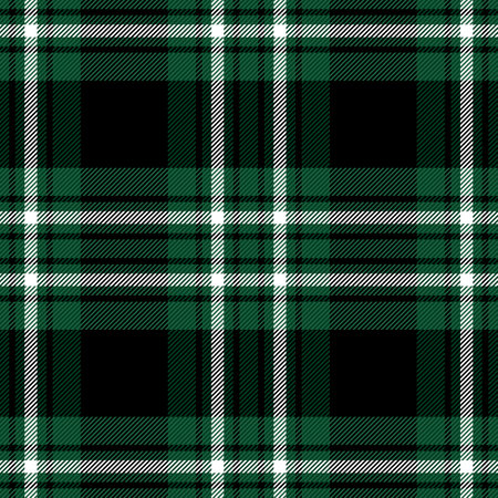 Christmas and new year tartan plaid. Scottish pattern in black, green and white cage. Scottish cage. Traditional Scottish checkered background. Seamless fabric texture. Vector illustrationのイラスト素材