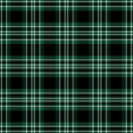 Christmas and new year tartan plaid. Scottish pattern in black, green and white cage. Scottish cage. Traditional Scottish checkered background. Seamless fabric texture. Vector illustrationのイラスト素材