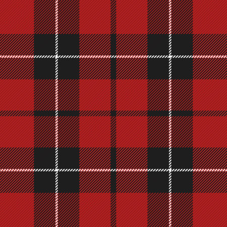 Christmas and new year tartan plaid. Scottish pattern in black, red and white cage. Scottish cage. Traditional Scottish checkered background. Seamless fabric texture. Vector illustrationのイラスト素材