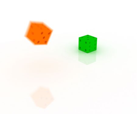 Colored dices thrownの写真素材