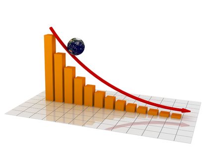 3D illustration of a chart going downの写真素材