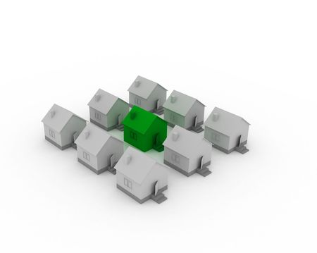 3d ilustration of an unique green houseの写真素材