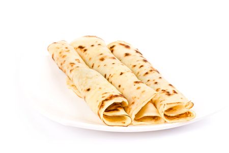 Pancakes on white backgroundの写真素材