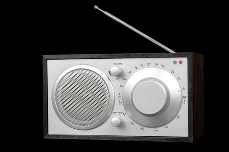 Old radio isolated on black backgroundの写真素材