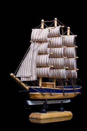 Ship isolated on black backgroundの写真素材