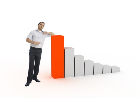 Young businessman showing chartの写真素材