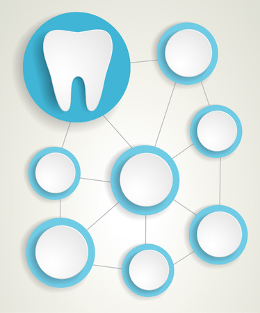Tooth and circles infographic background.Blue colours.EPS 10 vector file.のイラスト素材