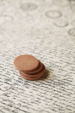 Chocolate Shortcrust Cookies, on a light brown background.