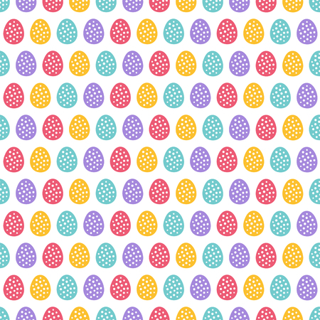 Easter seamless pattern with colorful eggs on white background. Perfect for wallpaper, gift paper, textile, holiday greetingsのイラスト素材