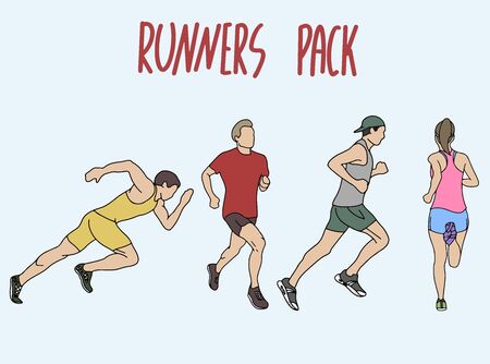 Hand drawn runners packのイラスト素材