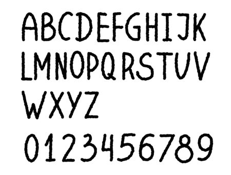 hand written bubble smooth font with numbersのイラスト素材
