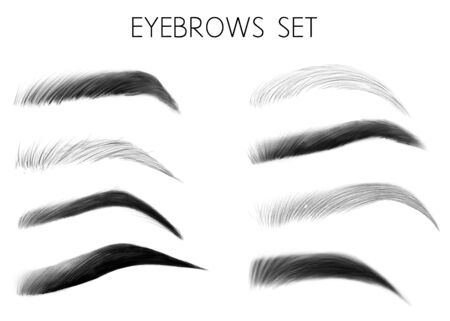 Vector eyebrows black and white setのイラスト素材