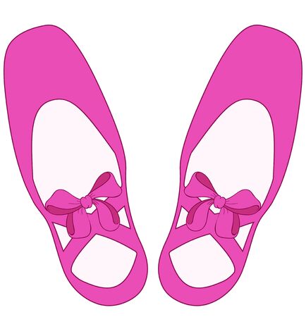 Ballet pink shoes pointe with bowsのイラスト素材