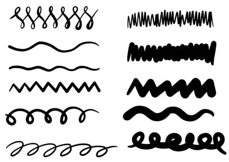 Hand drawn black lines setのイラスト素材
