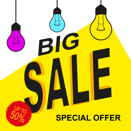 Special offer sale tag yellow design with lampsのイラスト素材
