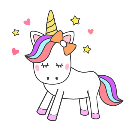 Magic cute unicorn with starsのイラスト素材