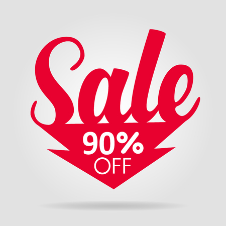 Sale sticker red arrow on a gray background.のイラスト素材