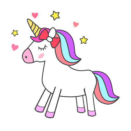 Unicorn magic drawing isolated illustration.のイラスト素材