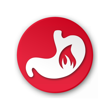 Vector Illustration of a Stomach with Fire. Heartburn Iconのイラスト素材