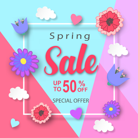 Spring sale banner template designのイラスト素材