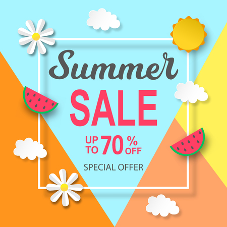 Summer sale banner template design.のイラスト素材