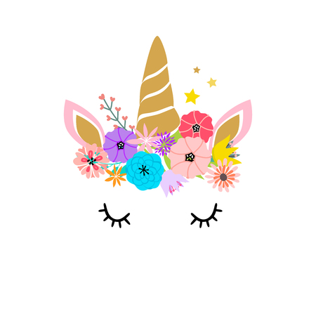 Unicorn cute illustration - shirt and card designのイラスト素材
