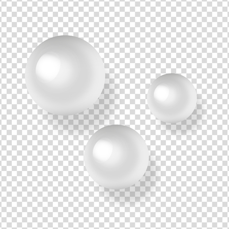 Shiny natural white sea pearls with light effects isolated on transparent background.のイラスト素材