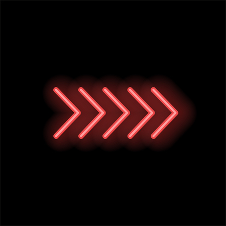 Neon glowing arrow pointer on dark backgroundの写真素材