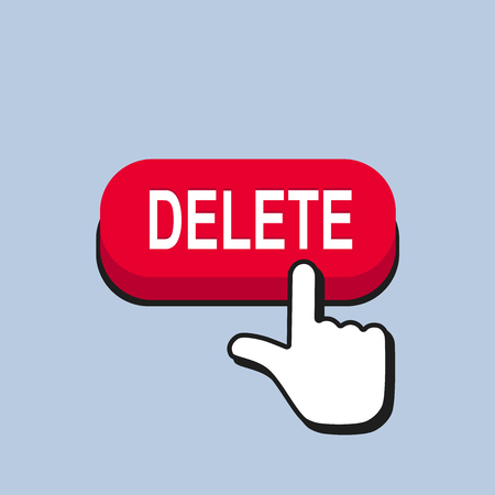 Hand mouse cursor clicks the delete button. Pointer push press Button concept.のイラスト素材