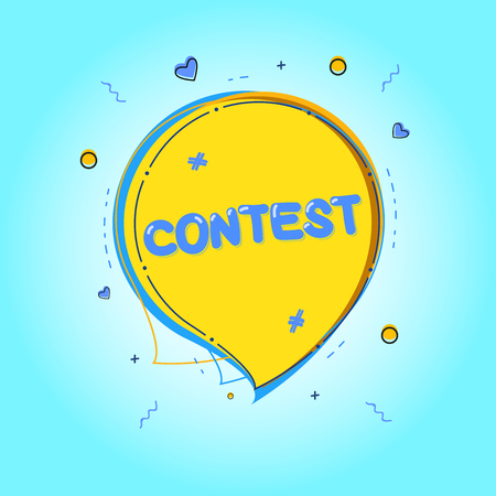 Contest card with speech bubble and decoration. Banner with text with sliced effect. Element for graphic design and social media postのイラスト素材