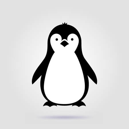 Cute penguin icon in flat style. Cold winter symbol. Antarctic bird, animal illustration.の写真素材