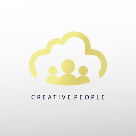 Creative people gold logo design template with cloudのイラスト素材