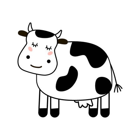 Cute cow vector illustration on a white backgroundのイラスト素材