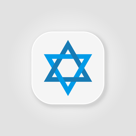 Star of David blue vector button with soft shadowのイラスト素材
