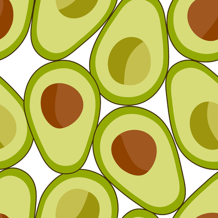 Seamless vector pattern with avocado on a white background.のイラスト素材